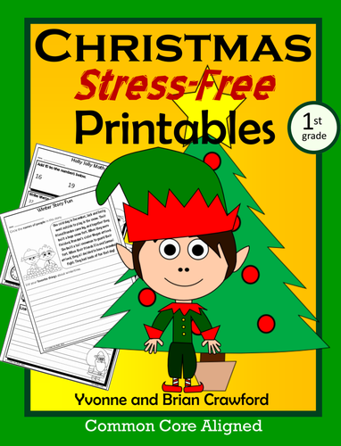 Christmas NO PREP Printables - First Grade Common Core Math and Literacy