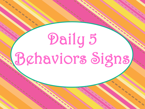 Daily 5 Behaviors Anchor Charts/Signs/Posters (Tangerine and Hot Pink Theme)