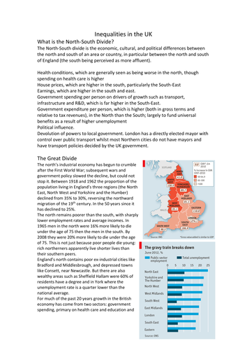 OCR Geography A2 - Inequalities in the UK