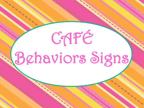 Cafe Daily 5 Behaviors Posters/Signs (Tangerine Hot Pink Theme)