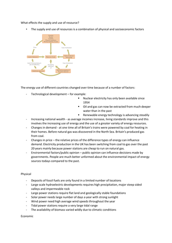 OCR Geography A2 - Factors affecting the supply and use of resources