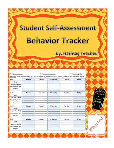 Student Self Assessment Behavior Tracker (Year-Long Template)