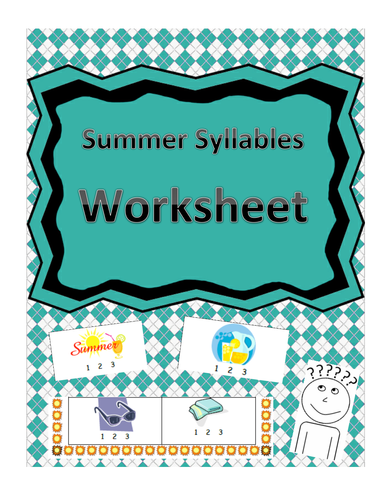 Summer-Themed Syllables Count Worksheet
