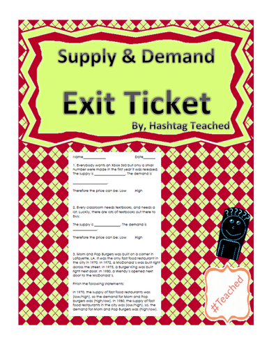 Supply and Demand Exit Ticket Assessment