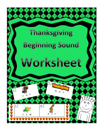 Thanksgiving-Themed Beginning Word Identification Worksheet
