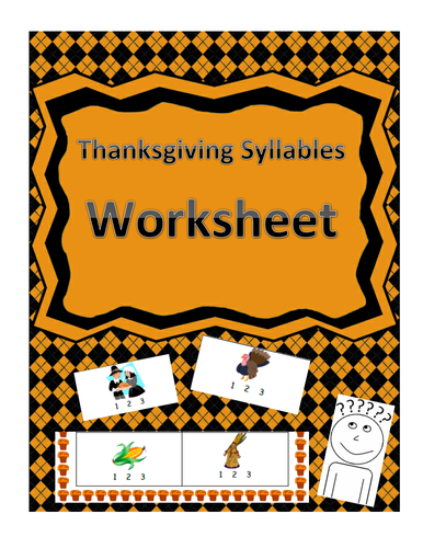 Thanksgiving-Themed Syllable Count Worksheet
