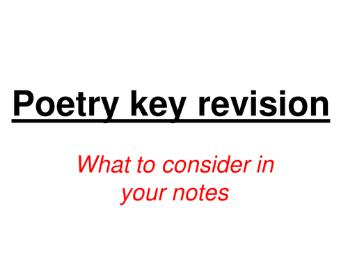 Poetry revision note guides