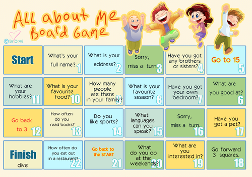 All about Me Board Game