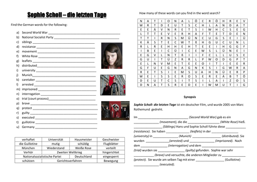 Sophie Scholl Worksheet