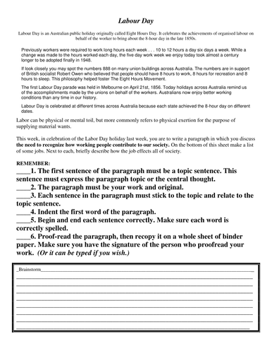 Labour day info sheet