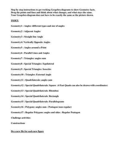 Geometry Interactives in Geogebra
