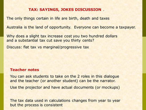 Tax Story. How Income Tax is worked out. Australia
