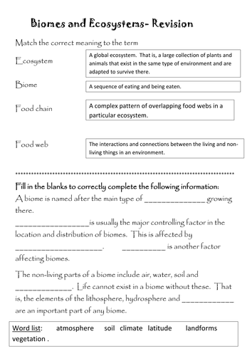 Biomes and Food Chains and Webs