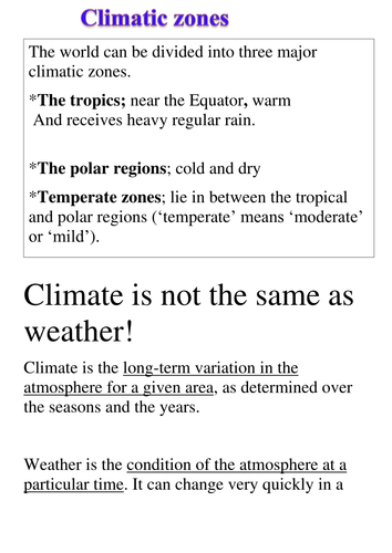 Notes and related activities and worksheet climate