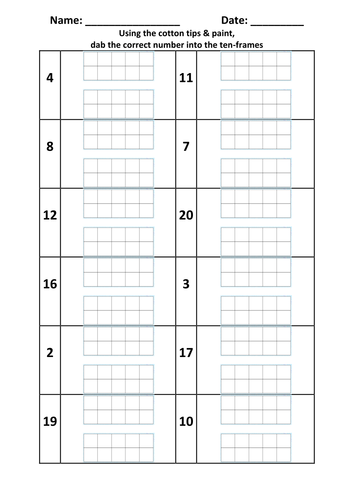 ten frames 1 20 place value teaching resources