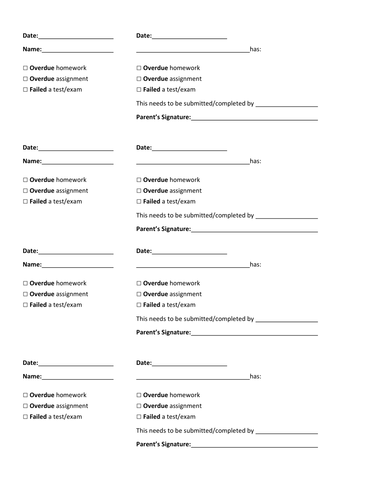 Notice a list of homework picture