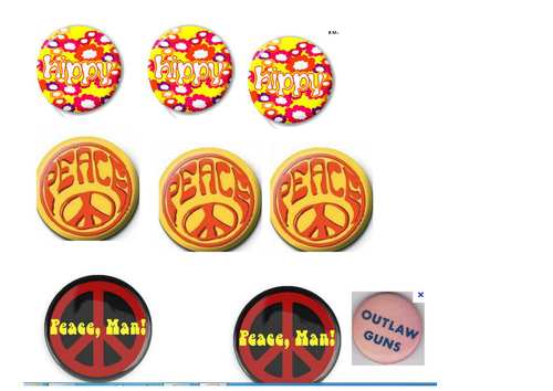 Hippy Badges Teaching Aid for "Hippy Culture"