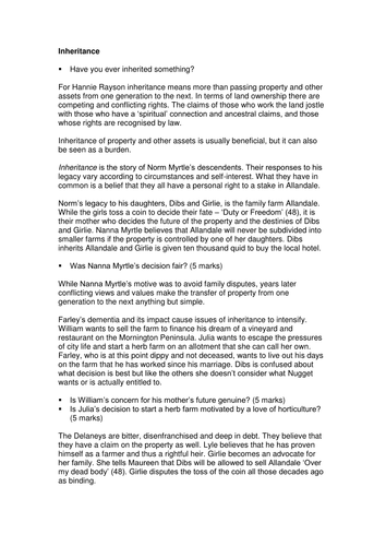 Inheritance by Hannie Rayson