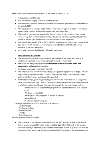 Ancient Society- Sparta HSC revision and tips