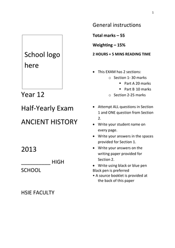 Examination Year 12 Ancient History