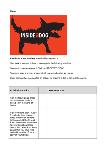 Inside a Dog Wide Reading Assignment