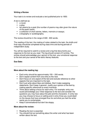 Reviewing quality literature task