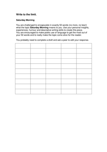 Write to the limit - creative writing grid