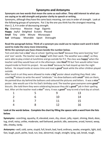 Synonyms and Antonyms