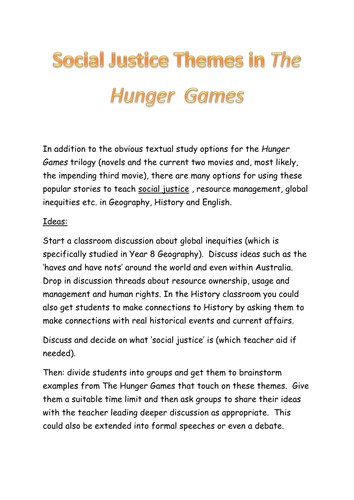 The Hunger Games- social justice themes