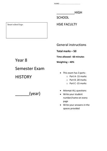 8 History Exam- past paper