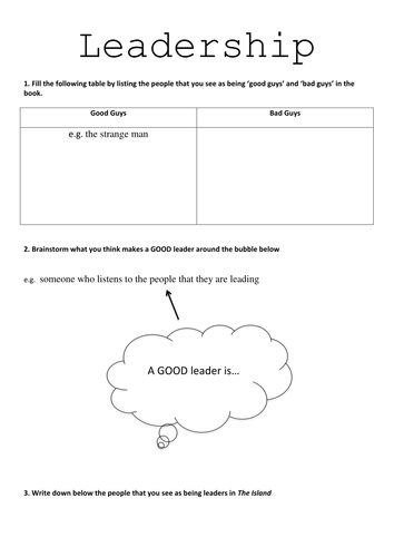 The Island Worksheets | Teaching Resources