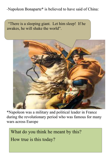 China- Bonaparte quote discussion activity