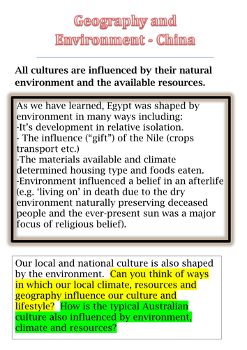 Environmental Influences: Ancient China