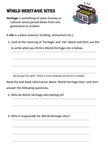 World Heritage Sites Worksheet