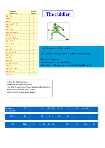 Maths Drill and Riddles