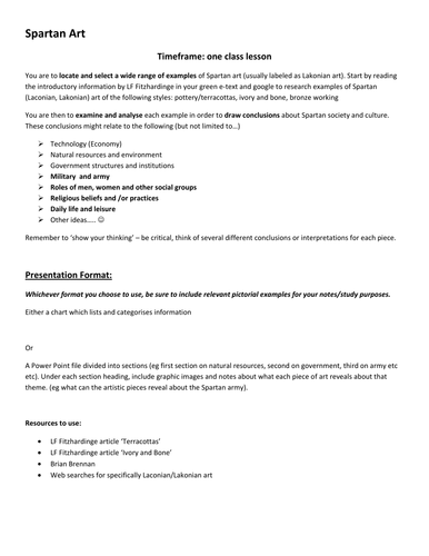 Spartan Art ICT Activity