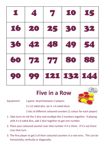 5 in a Row | Teaching Resources