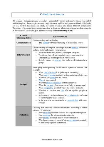 Source Criticism Reference Sheet