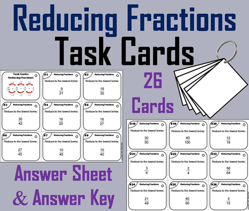 Reducing Fractions Task Cards