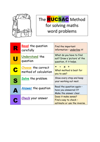 RUCSAC reminder sheet, for maths word problems
