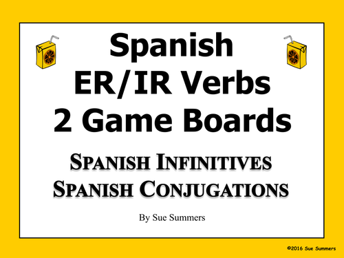 Spanish ER and IR Verbs 2 Board Games and Vocabulary