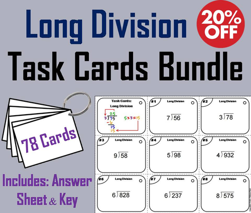 Long Division Task Cards Bundle