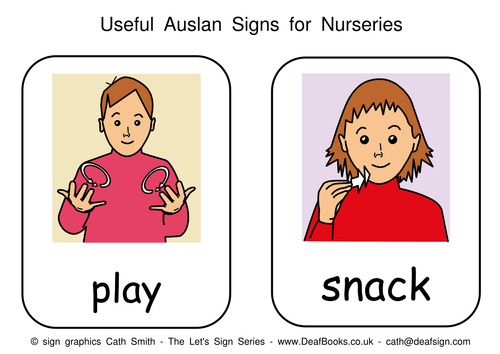Auslan Sign Language Nursery Cards