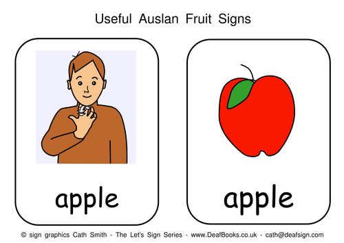 Auslan Sign Language Nursery Cards - Fruit