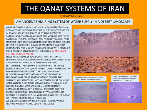 Qanat water tapping and supply system of Iran