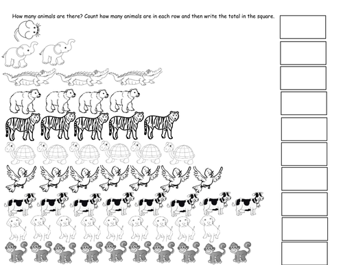 Counting 1-10 (animal)  worksheet