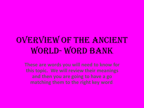 Overview of the Ancient World-