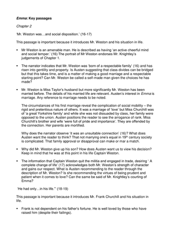 Emma: notes and activities for Volume 1