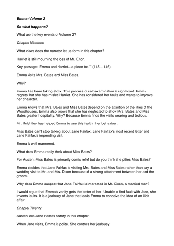 Emma: notes and activities for Volume 2 and 3