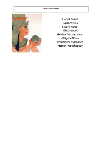 Hatshepsut- Personality  in their own Times